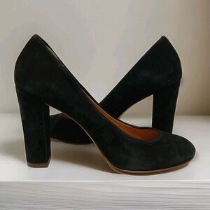 J Crew Blakely Black Suede Pumps Block Heel Womens Size 6 Old Money Minimalist